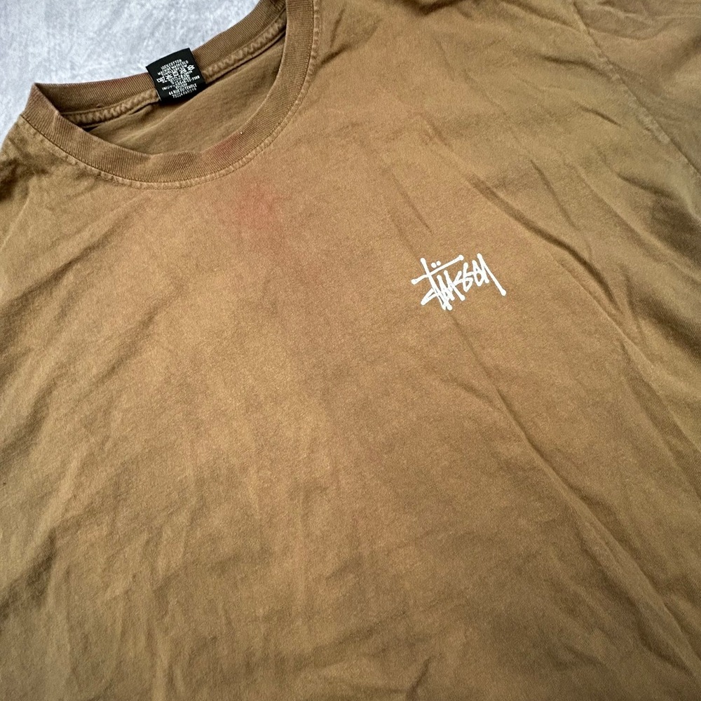 Stussy Vintage Early 2000s Brown Basic Logo T-Shirt Mens XL Boxy Skater Fit - Picture 3 of 7